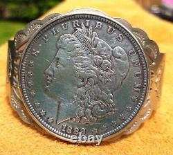 1889' Morgan Silver Extra Fine Condition Dollar Fred Harvey Nickel Cuff 54.3 Gr