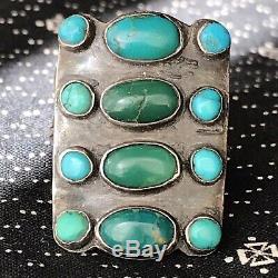 1920s Pawn Navajo Native HUGE Turquoise Silver Ring Old FRED Harvey RARE