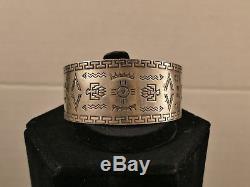 1930's Bell Trading Post Fred Harvey Silver Cuff Bracelet 29 Gms Tucson Estate