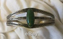 1930s FRED HARVEY Navajo TURQUOISE BRACELET withSNAKES- STAMPED IH COIN SILVER