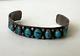 1930s Fred Harvey Navajo Sterling Turquoise Stamped Cuff Bracelet Whirling Logs