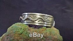 1930s Fred Harvey Revival Whirling Log and Snakes Sterling Silver cuff