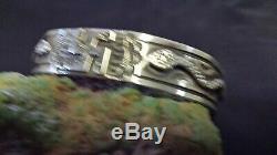 1930s Fred Harvey Revival Whirling Log and Snakes Sterling Silver cuff