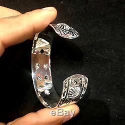 1930s Fred Harvey Style American Indian Thunderbird Turquoise Silver Unisex Cuff