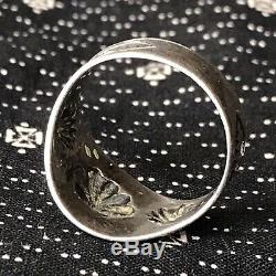 1930s Stamped Petite Repousse Cigar Band Silver Ring Fred Harvey
