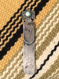 1930s Turquoise Thunderbird Bookmark FRED HARVEY ERA Whirling logs silver