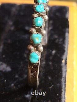 1940's Sterling Silver Navajo Blue Turquoise Cuff Bracelet Fred Harvey Era