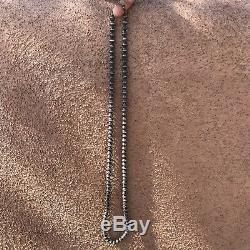 1940s 35 Big Long Bench Bead Navajo Pearl Silver Fred Harvey Necklace Old Pawn