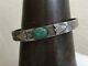 1940s Fred Harvey Native Repousse Turquoise Sterling Silver Cuff Bracelet Stamp