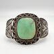 1940s Fred Harvey Era Navajo Sterling Silver Stamped Turquoise Cuff Bracelet