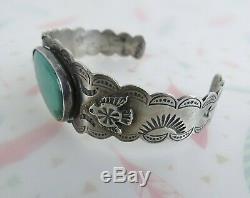 1940s Fred Harvey sterling silver turquoise Navajo cuff bracelet Thunderbird
