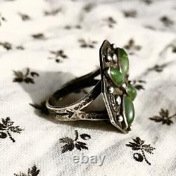 1940s Harvey Green Zuni Fred Tourist Small Star Pattern Turquoise Silver Ring