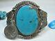 2,25 Wide 64g Fred Harvey Era Navajo Blue Gem Turquoise Sterling Silver Cuff