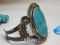 2,25 Wide 64g Fred Harvey Era NAVAJO BLUE GEM TURQUOISE STERLING Silver CUFF