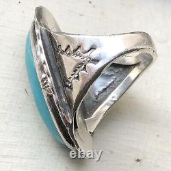 30s 40s Huge Navajo Ring Sterling Silver Old Pawn Fred Harvey Era Turquoise