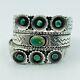3 Fred Harvey Era Green Turquoise Silver Stamped Cuff Bracelets Whirling Log