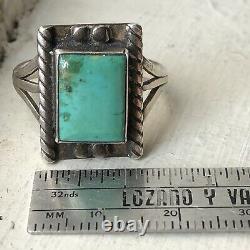 40s Navajo Vintage Fred Harvey Turquoise Ring Sterling Silver Old Pawn
