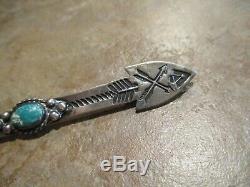 4 REAL OLD Large Fred Harvey Era Navajo 900 Coin Silver Turquoise ARROW Pin