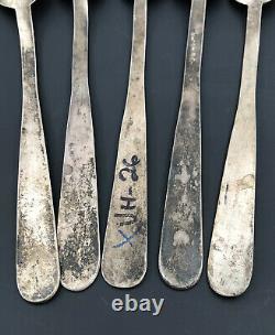 (5) OLD PAWN 1940's FRED HARVEY ERA NAVAJO STERLING SILVER STAMPED SPOON SET