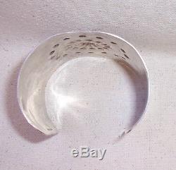 AMAZING Fred Harvey Era EXTRA WIDE Navajo Sterling Silver Stamped Cuff Bracelet