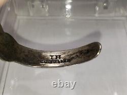 AS IS Blue Turquoise Cuff Bracelet Stamped IH Coin Silver Navajo Fred Harvey Era