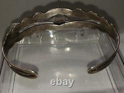 AS IS Blue Turquoise Cuff Bracelet Stamped IH Coin Silver Navajo Fred Harvey Era