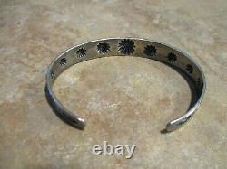 ATTRACTIVE OLD Fred Harvey Era Navajo 900 Coin Silver REVERSE PUNCH Bracelet