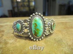 ATTRACTIVE Old Fred Harvey Era Navajo Sterling Silver Turquoise Cuff Bracelet