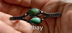 AUTHENTIC FRED HARVEY ERA Navajo Sterling Silver And TURQUOISE Pin Brooch