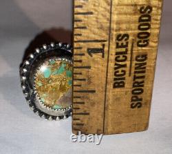 Antique Early Sterling Silver Navajo Old Pawn Turquoise Ring 6.5 Fred Harvey Era