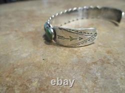 Antique Fred Harvey Era Navajo Sterling Silver Eight Turquoise Row Bracelet