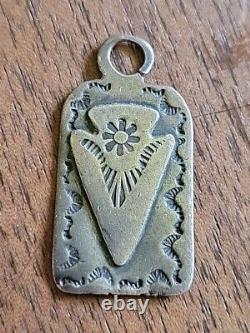 Antique NAVAJO Hand Made Sterling Silver FOB Pendant Native American Fred Harvey