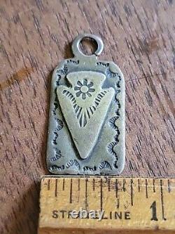 Antique NAVAJO Hand Made Sterling Silver FOB Pendant Native American Fred Harvey