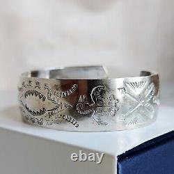 Antique Navajo Fred Harvey Silver Cuff Bracelet