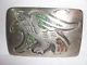 Antique Navajo Old Pawn Fred Harvey Era Sterling Silver Eagle Belt Buckle Inlay