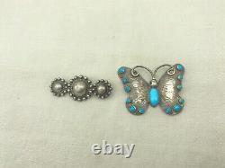 Antique Navajo Turquoise and Silver Fred Harvey Pins