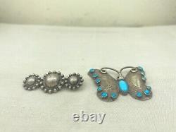 Antique Navajo Turquoise and Silver Fred Harvey Pins