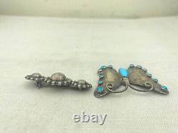 Antique Navajo Turquoise and Silver Fred Harvey Pins