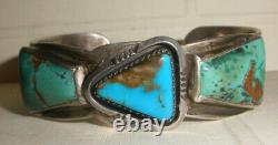 Antique Navajo old pawn Sterling Silver turquoise bracelet Fred Harvey era