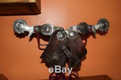 Antique Solid Silver Spurs Fred Harvey Navajo ERA with turqoise stone