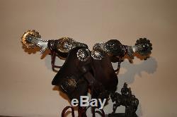 Antique Solid Silver Spurs Fred Harvey Navajo ERA with turqoise stone