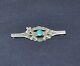 Antique Vintage Fred Harvey Dog Turquoise Silver Pin 1930s-1940s