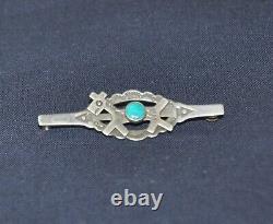 Antique vintage Fred Harvey dog turquoise silver pin 1930s-1940s