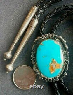 BIG Maisel's Sterling Silver Royston Turquoise Bolo Old Pawn Fred Harvey Navajo