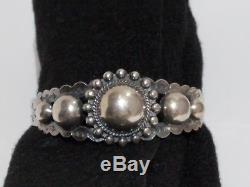 Beautiful raised 5 dome balls silver Fred Harvey cuff bracelet