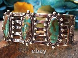 Best Early Fred Harvey Navajo Thunderbird Royston Turquoise Sterling Bracelet