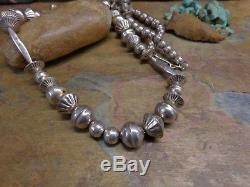 Best Navajo Silver Hand Made Bench Bead Necklace Native Old Pawn Fred Harvey Era