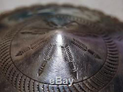 Big 2.3+ Fred Harvey Era HOPI Hand Stamped STERLING Silver PIN sold by Bell snd