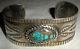 C1930 Fred Harvey Navajo Coin Silver Cuff Bracelet Turquoise Arrow Stamps Vafo