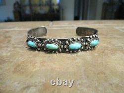 CHARMING OLD Fred Harvey Era Navajo Sterling Silver Turquoise CONCHO Bracelet